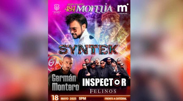 Alex Syntek, Inspector, Germán Montero y Felinos, los artistas que estarán celebrando a Morelia por su aniversario 484
