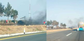 #Video | Bloqueada la autopista de occidente rumbo a Morelia tras incendio de tráiler