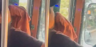 #VIDEO | ¿Para el calor? Captan a conductor de transporte público tomándose una cerveza en horario laboral