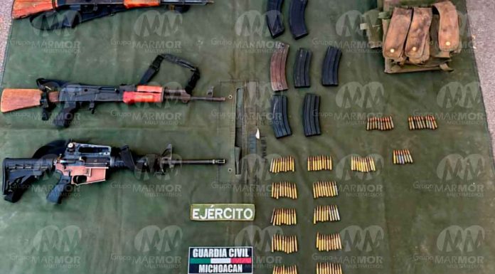 Decomisan arsenal y equipo táctico durante operativo en La Ruana