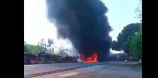 #VIDEO | Tragedia en Veracruz: Tren arrolla pipa de diésel; al menos 2 muertos y 4 heridos