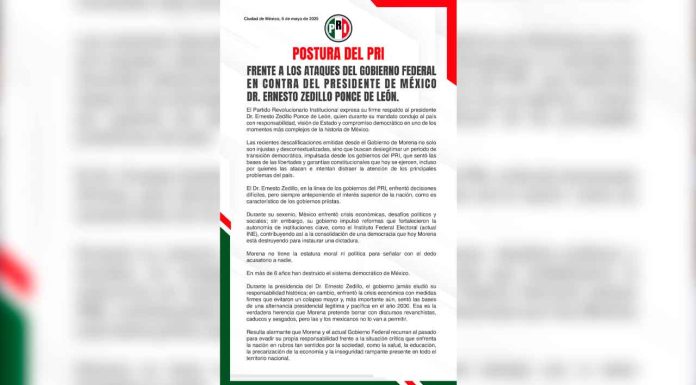 Firme respaldo del PRI al Presidente Zedillo frente a los ataques del gobierno: Alejandro Moreno