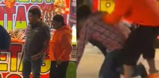 #Video || Violenta riña en la Feria de Puebla: hombre golpea con una piedra a un joven