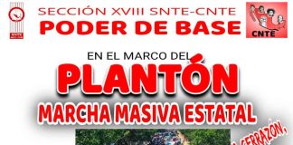 Convoca Sección XVIII Poder de Base a marcha masiva estatal mañana viernes