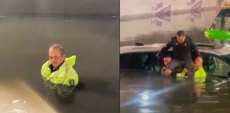 #VIDEO || Policías de la SSC-CDMX se sumergen para rescatar a hombre atrapado por lluvias