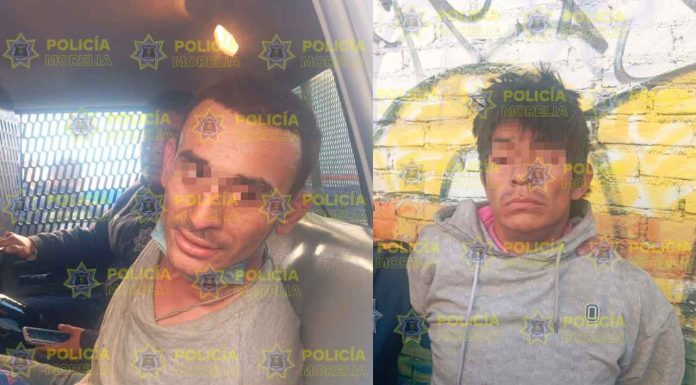 Policía Morelia detiene a dos por robo a casa habitación en la colonia Lago 1