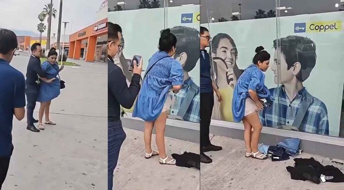 #Viral #VIDEO | Embarazo exprés; mujer intenta llevarse ropa escondida bajo falsa panza en #México