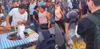 #VIDEO | Vendedor de tamales prefiere tirar su mercancía al suelo antes de que se la confisquen los inspectores #México