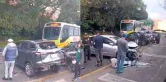 #VIDEO || Aparatoso choque en la México-Cuernavaca deja tres vehículos dañados y varios lesionados