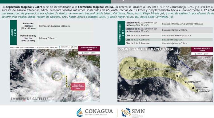 Se mantiene alerta amarilla por Tormenta Tropical Dalila