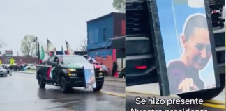 #VIDEO | Migrantes hacen presente a Claudia Sheinbaum con una fotografía durante protestas