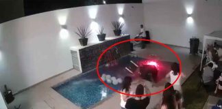#VIDEO || Desafortunado chapuzón en plena pool party se vuelve viral