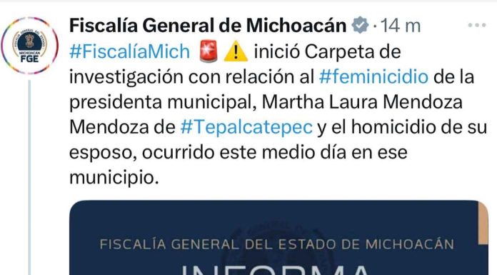 #Seguimiento #VIDEO | FGE abre carpeta de investigación sobre as3s¡n4t0 de alcaldesa de Tepalcatepec