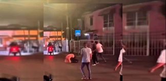 #VIDEO || Presunto turista intoxicado choca en ciudad fronteriza y desata pelea con habitantes de la zona