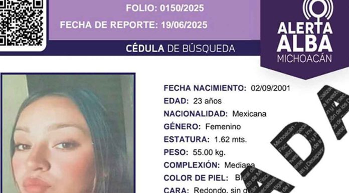 Localiza FGE a joven de 23 años reportada como desaparecida en Tangancícuaro