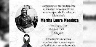 Lamenta Ayuntamiento de Tepalcatepec muerte de alcaldesa