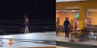 #VIDEO | Hombre en situación delicada se lanza de edificio y cae en red eléctrica