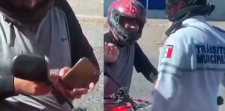 #VIDEO | Captan extraño “saludo” entre motociclista y un policía en #México