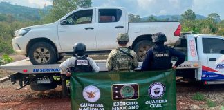 Tras repeler agresión en Parácuaro, SSP y Defensa aseguran camionetas robadas y municiones