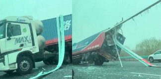 #VIDEO || Turbina Aerogeneradora impacta contra trailer de carga