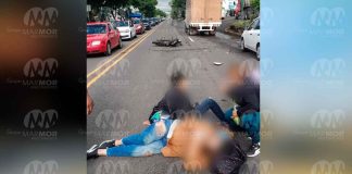 Pareja sufre accidente de moto en la Av. Madero Poniente de Morelia