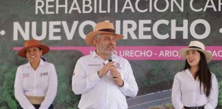 Bedolla arranca rehabilitación del tramo carretero Gabriel Zamora-Nuevo Urecho-Ario