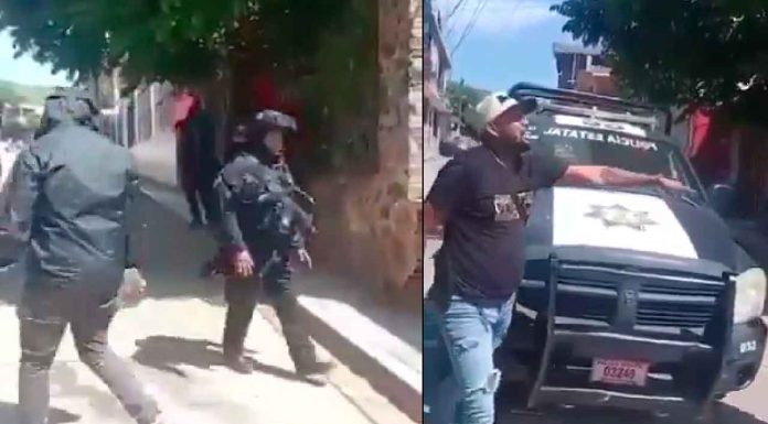 #VIDEO | Humillación a la autoridad; civiles simpatizantes del grupo criminal La Familia Michoacana atacaron a policías en Edomex
