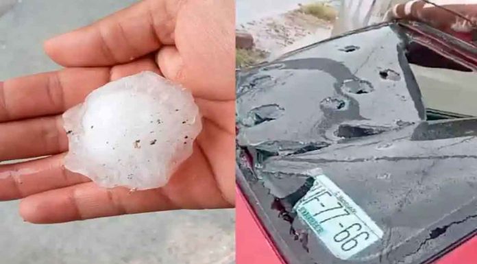#VIDEO || Violenta granizada sorprende a automovilistas en carretera de Ciénaga de Flores, Nuevo León