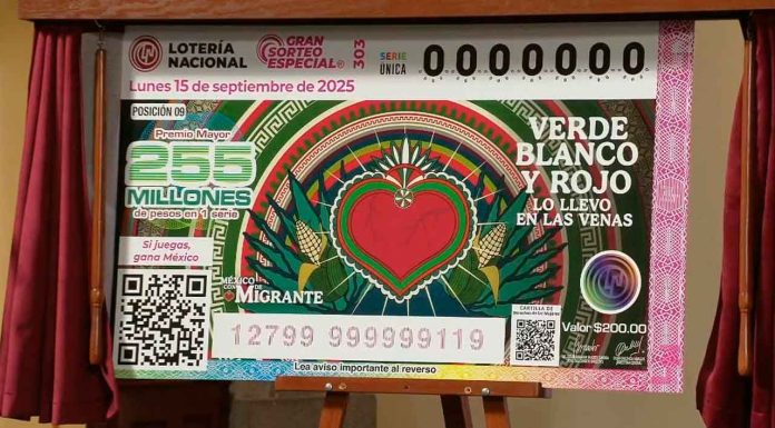Presenta Lotería Nacional Billete Conmemorativo del 15 de septiembre en honor a los migrantes