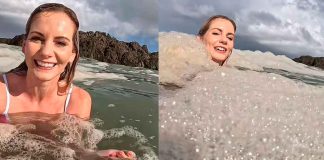 Influencer se baña en aguas negras creyendo que era espuma marina