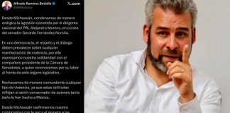 #SEGUIMIENTO|| Gobernador Bedolla condena agresión de Alito contra Noroña y llama al diálogo en el Senado