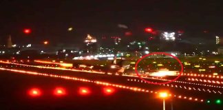 #VIDEO || Avión de carga de UPS genera chispas al aterrizar en Taoyuan debido a efectos del tifón Podul