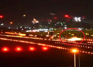 #VIDEO || Avión de carga de UPS genera chispas al aterrizar en Taoyuan debido a efectos del tifón Podul