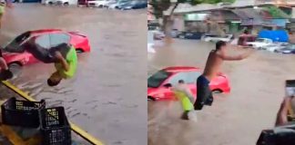 #VIDEO #Viral | Jóvenes hacen competencia de clavados en inundaciones de Guadalajara
