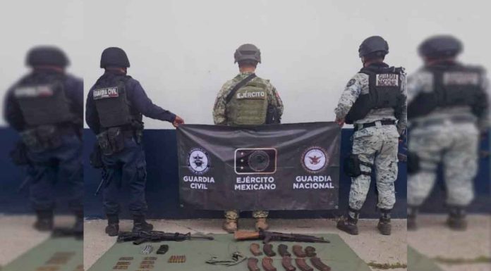 SSP y Defensa aseguran armamento, en Operación Apatzingán