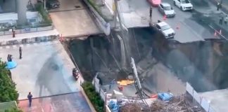 Gigantesco socavón de 50 metros frente al Hospital Vajira en Bangkok: no hay heridos