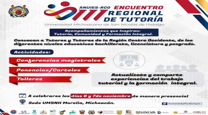 Tutoras y tutores de la Región Centro Occidente de la ANUIES se reunirán en la UMSNH
