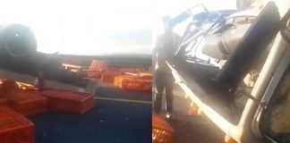 Se accidenta camión pollero en la Pátzcuaro-Cuitzeo; hay 2 heridos