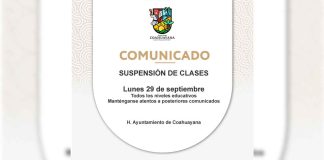 Ayuntamiento de Coahuayana suspende clases en todos los niveles educativos este lunes