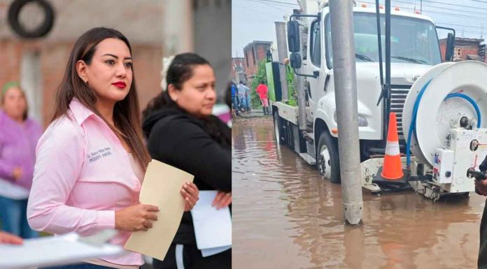 Moni Valdez recorre colonias afectadas por las fuertes lluvias en Zacapu