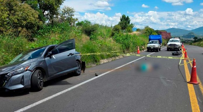 Motociclista muere tras aparatoso accidente, en la carretera Jacona – Los Reyes