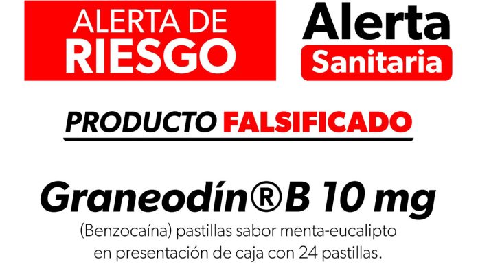 Alerta SSM sobre falsificación de medicamento Graneodín®️B 10 mg