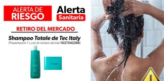 SSM alerta sobre retiro de lote contaminado de Shampoo Totale de Tec Italy