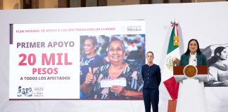 Sheinbaum anuncia inversión inicial de 10 mil millones para apoyar a damnificados por lluvias