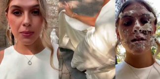 #VIRAL #VIDEO|| Venganza o espectáculo: mujer irrumpe en boda de su ex vestida de blanco y recibe pastelazo