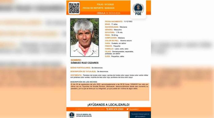 Localizan con vida a senderista de 71 años extraviado en Tiquicheo