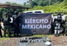 Asegurada en Uruapan camioneta con fusil y más de 4 kg de metanfetamina: SSP