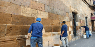 Autoridades de Morelia restauran cantera del Centro Histórico tras daños por grafitis