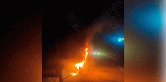 Guardias Nacionales sofocan incendio de góndola en la autopista Siglo XXI