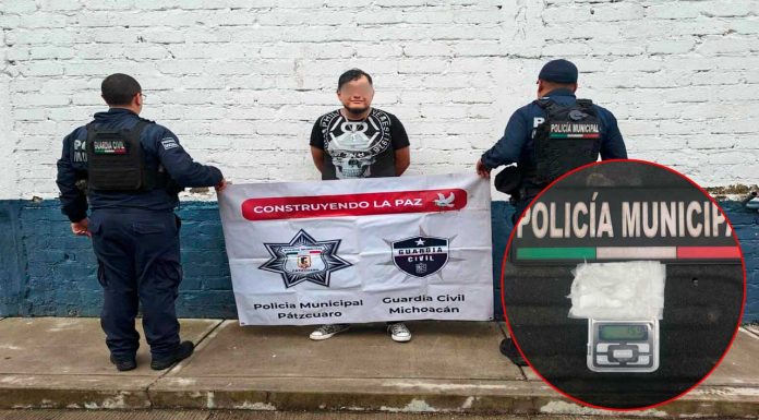 Policías detienen en Pátzcuaro a un automovilista en posesión de droga